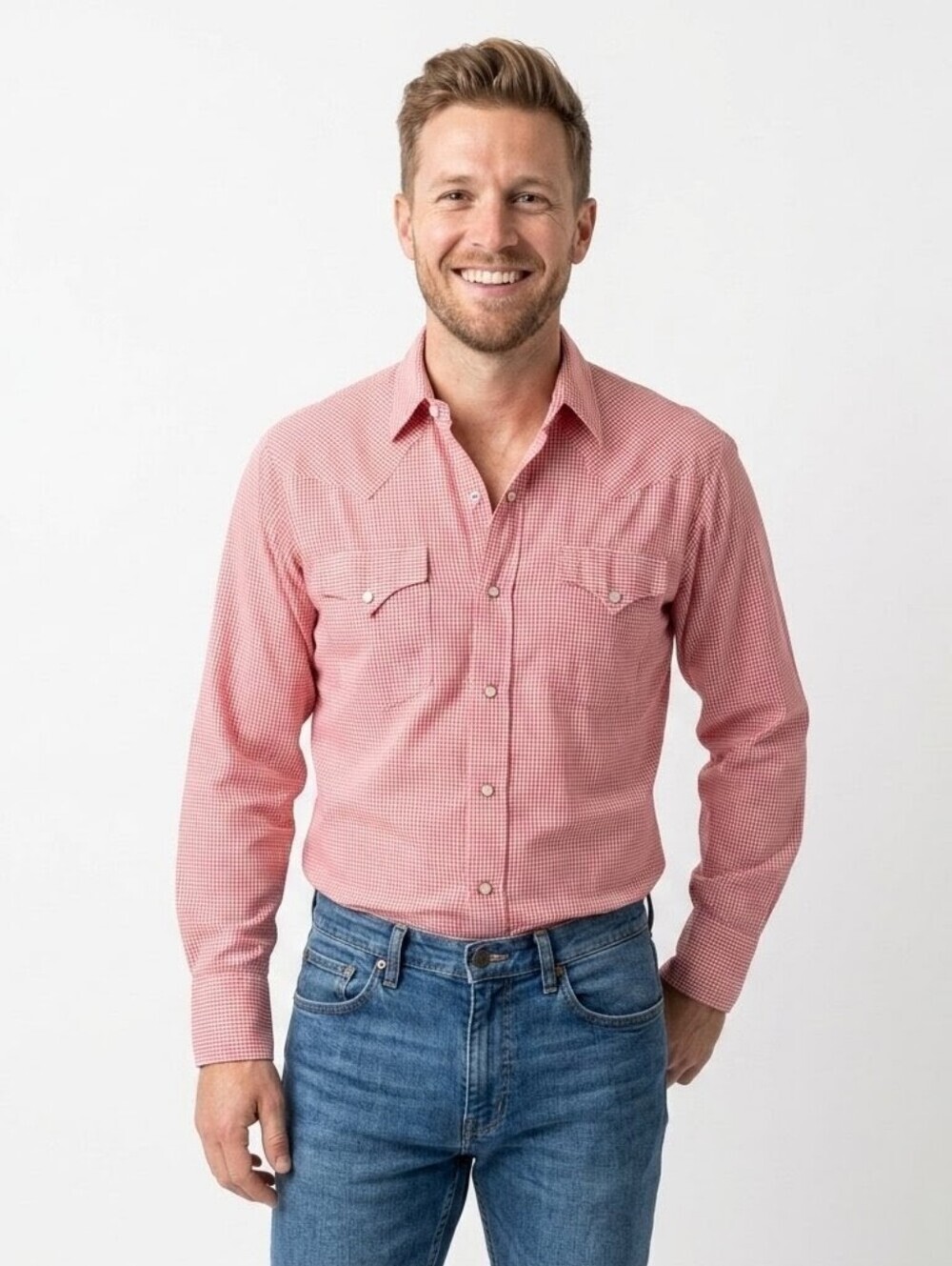 Rockmount Ranch Wear Vintage Red Plaid Long Sleeve Button Down Shirt